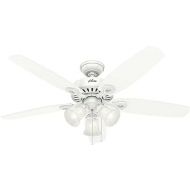 Hunter Fan Company 53236 Hunter Builder Plus Indoor Ceiling Fan with Lights and Pull Chain Control, 52, Snow White Finish