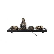 인센스스틱 MyGift Home Zen Garden Set Table Decor Kit Buddha Statue/Lotus Tea Light Candle Holder/Incense Burner Holder
