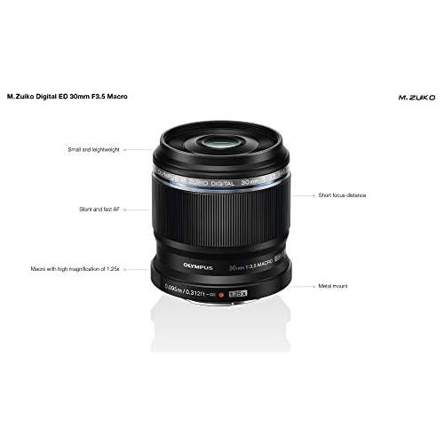  [아마존베스트]Olympus M.Zuiko Digital ED 30 mm F3.5 Macro Lens, Suitable for all MFT Cameras (Olympus OM-D & PEN Models, Panasonic G Series), Black