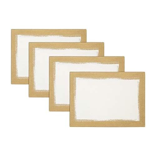  Villeroy & Boch Villeroy and Boch Metallic Brushstroke 14x20 Placemats, Set of 4, Ivory and Gold
