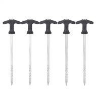 Zerone Tent Stakes,Set of 5 Heavy Duty Stainless Steel Tent Peg Ground Nails Screw Nail Stakes for Frozen Soil Ice Surface