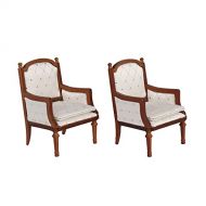 Inusitus Set of 2 Wooden Dollhouse Armchairs - Dinning Lounge Chairs - Dolls House Furniture - Dark Brown Walnut Finish - 1/12 Scale (Medium-Wood)