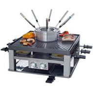 Solis Combi Grill 3 in 1 796 Raclette Grill Electric Grill Raclette, Table Grill and Fondue Electric 8 People Stainless Steel