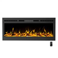 50” Electric Fireplace-Front Vent for Wall Mount or Recessed-Realistic LED Flame-Faux Log & Crystal Media Options, Remote Control by Northwest (Black)