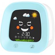 [아마존베스트]USAOSHOP Alarm Clock for Kids,Toddlers Children Sleep Trainer with Facial Expressions, 4 Night Light, Nap Timer, Sound Machine, Digital Wake Up Clock for Teens,Kids Alarm Clock for Boys Gir