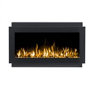 IGNIS INTU 36 Inch Black Recessed Electric Fireplace with Pebbles