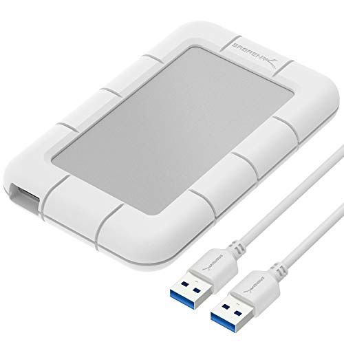  Sabrent USB 3.0 to SSD / 2.5-Inch SATA External Shockproof Aluminum Hard Drive Enclosure [Support UASP SATA III] White/Silver (EC-UM3W)