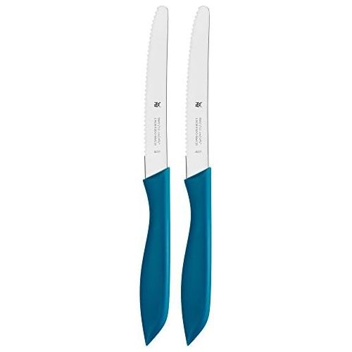 더블유엠에프 [아마존베스트]WMF Breakfast knife set 2 pieces, 23 cm, bread knife serrated edge, bread timer, special blade steel, plastic handle, blue