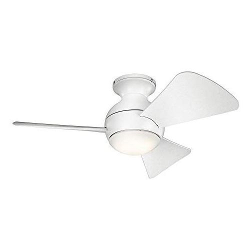  Kichler 330150MWH 34 Inch Sola Ceiling Fan LED, 3 Speed Wall Control Full Function, Matte White Finish with Matte White Blades