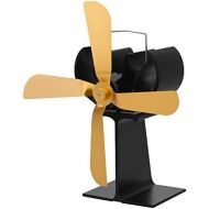 YAOBAO Heat Powered Stove Fan, 4 Blade Heat Powered Stove Fan for Wood/Log Burner/Fireplace Increases 80% More Warm Air Than 2 Blade Fan, Eco Friendly,Yellow