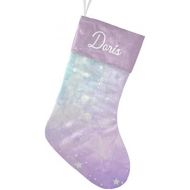 FunnyCustomShop OOshop Personalized Christmas Stockings Nice Gradient Color Christmas Stocking with Name Custom Xmas Holiday Fireplace Festive Gift Decor 17.52 x 7.87 Inch