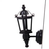 Jili Online 1/12Scale Dollhouse Miniature Vintage LED Wall Lamp with Battery Black Metal