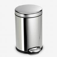 simplehuman 4.5 Liter / 1.2 Gallon Round Bathroom Step Trash Can, Polished Stainless Steel