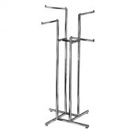 Econoco Clothing Rack  Heavy Duty Chrome 4 Way Rack, Adjustable Height Arms, Square Tubing, Perfect for Clothing Store Display With 4 Straight Arms