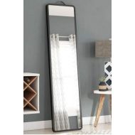 Full Length Mirror Standing - Matte Black Iron Frame with Faux Leather Handle - for Your Elegant Viewing Angle