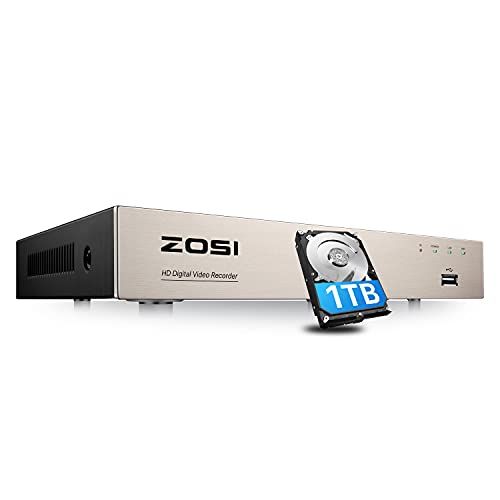  [아마존베스트]ZOSI H.265+ 5MP Lite 8 Channel Hybrid 4-in-1 HD TVI CCTV DVR, 8CH 1080P Surveillance Video Recorders with Hard Drive 1TB for Home Security Camera System,Mobile Remote Access,Motion