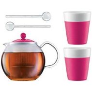 [아마존베스트]Bodum Assam Set Tea Pot with 2Glasses and Spoons Pink AK1830XY PWSAK-Y15-02011