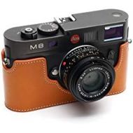 Leica M8 Case, BolinUS Handmade Genuine Real Leather Half Camera Case Bag Cover for Leica M8 M9 M9P M-E Camera with Hand Strap -Yellow