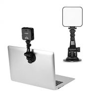 Andoer Video Conference Lighting Kit with 6W Mini Bi-Color Vlog LED Light 2500K-6500K Dimmable Rechargeable 3 Cold Shoes + Suction Cup Mount for Laptop Live Streaming Online Meetin