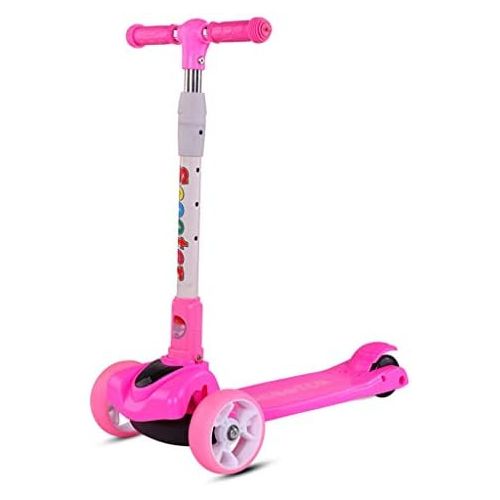  Kinder Roller Dreiradscooter Roller mit Vier Radern faltender Roller-Gleitblock-doppeltes hinteres Rad Yo Auto 3-6-9 Skateboard FANJIANI (Farbe : Rosa)