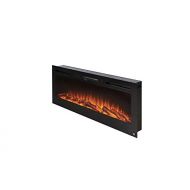 Touchstone 80004 - The Sideline Electric Fireplace - 50 Inch Wide - in Wall Recessed - 5 Flame Settings - Realistic 3 Color Flame - 1500/750 Watt Heater - (Black) - Log & Crystal H