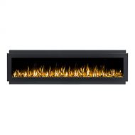 IGNIS INTU 72 Inch Black Recessed Electric Fireplace with Pebbles