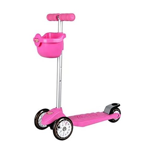  Kinder Roller Dreiradscooter Roller 2-6-8-12 Dreirad-EIN-Fuss-Roller Verstellbarer FANJIANI (Farbe : Rosa)