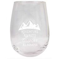R and R Imports Gosport Alabama Souvenir 9 Ounce Laser Engraved Stemless Wine Glass Adventure Awaits Design 2-Pack