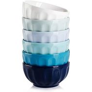 [아마존베스트]Sweese 126.003 Porcelain Fluted Bowls - 18 Ounce for Cereal, Soup and Fruit - Set of 6, Cool Assorted Colors