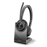 Poly Voyager 4320 UC Wireless Headset + Charge Stand (Plantronics) Headphones w/Mic Connect to PC/Mac via USB A Bluetooth Adapter, Cell Phone via Bluetooth Works w/Teams (Cer