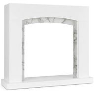 Klarstein Studio Frame II Fireplace Housing Decorative Fireplace, Modern Design, MDF, Marble Decoration, Suitable for Many Electric or Ethanol Fireplace Inserts, Wall Fitting, Wh