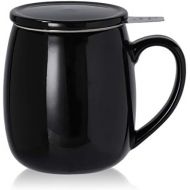 [아마존베스트]Peacehome Tea Cup Infuser Lid: 17.5 OZ Large Ceramic Tea Mug with Strainer & Cover for Steeping Cup of Hot Tea or Coffee - Fine Porcelain Infuser Tea Mug Set for Work Life Gift (Bl