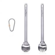 iBasingo Titanium Long Handle Spoon with Polished Bowl Outdoor Camping Spoon with Straight Handle Camp Eating Utensils Ultrlaight