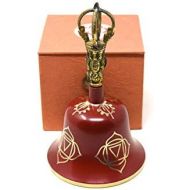 TM THAMELMART FOR BEAUTIFUL MINDS Tibetan Buddhist Meditation Bell Chakra Color - Bell of Enlightenment from Nepal 8 Inches Including free Box … (ORANGE)