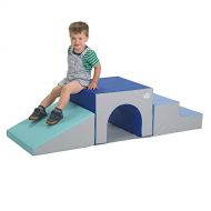 Childrens Factory 3 Piece Over & Under Tunnel Climber, Foam Indoor Toddler/Baby Crawling/Climbing Toys for Playroom/Homeschool/Classroom, Blues/Grey