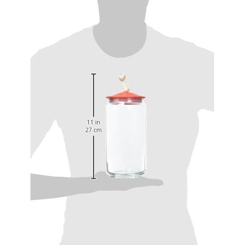  Alessi AMMI22 RO MioJar Jar for cat Food in Glass with lid in thermoplastic Resin, One Size, Red Orange