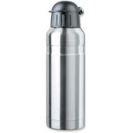 Isosteel VA-9710 Trinkflasche 0,7 L Silber aus 18/8 Edelstahl mit festschliessendem Kunststoff-Trinkdeckel fuer gaengige Fahrradflaschenhalter