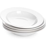 [아마존베스트]DOWAN Soup Bowls, Pasta Bowls Plates, White Salad Bowls Set of 4, Porcelain Wide Rim Bowls, 20 Ounces, Microwave & Dishwasher Safe
