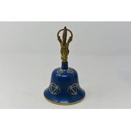 TM THAMELMART FOR BEAUTIFUL MINDS Tibetan Buddhist Meditation Bell Chakra Color - Bell of Enlightenment from Nepal 8 Inches Including free Box … (Blue)