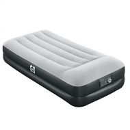 Sealy 94051E BW 16 Inch High Single Person Inflatable Mattress Internal I Beam Twin Airbed with Built in AC Air Pump, Pillow Headrest, and Storage Bag