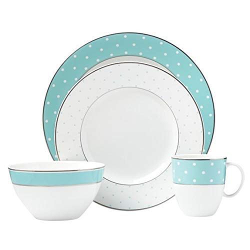 레녹스 Kate Spade New York Turquoise 4 Pc Place Setting by Lenox dinner plate, salad plate, soup bowl and mug New in box