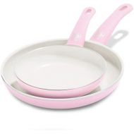 GreenLife Grip Healthy Ceramic Nonstick, Frying Pan/Skillet Set, 7 and 10, Soft Pink,CC002381-001