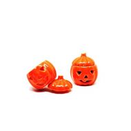 1shopforyou 2 Pcs Dollhouse Miniatures Ceramic Halloween Pumpkin Carved Jack-O-Lantern