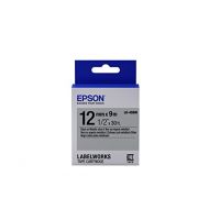 Epson LabelWorks Standard LK (Replaces LC) Tape Cartridge ~1/2 Black on Metallic Silver (LK-4SBM) - for use with LabelWorks LW-300, LW-400, LW-600P and LW-700 Label Printers