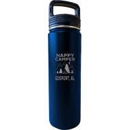 R and R Imports Gosport Alabama Happy Camper 32 Oz Engraved Navy Insulated Double Wall Stainless Steel Water Bottle Tumbler