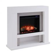 SEI Furniture Lirrington Electric Stainless Steel Accents Fireplace, New White