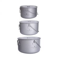 Boundless Voyage Titanium Hanging Pot for Outdoor Camping Backpacking Hiking Ultralight Portable Cooking Pot Camp Kitchen Cookware 1300ML/1950ML/2900ML