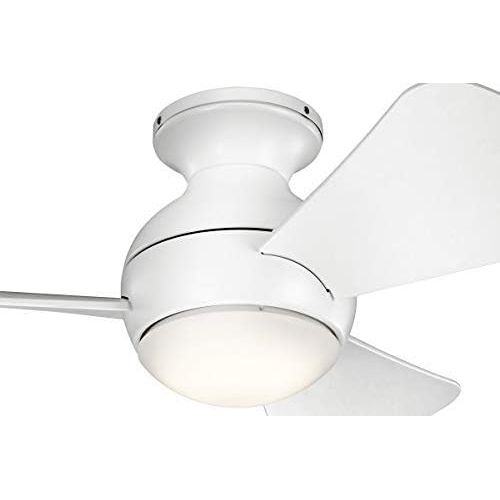  Kichler 330150MWH 34 Inch Sola Ceiling Fan LED, 3 Speed Wall Control Full Function, Matte White Finish with Matte White Blades