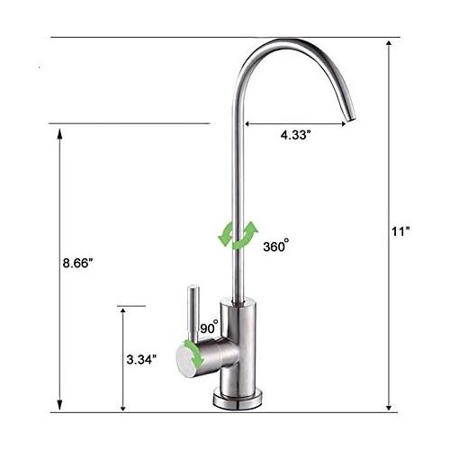  ESOW Kitchen Water Filter Faucet, 100% Lead-Free Drinking Water Faucet Fits most Reverse Osmosis Units or Water Filtration System in Non-Air Gap, Stainless Steel 304 Body Brushed N