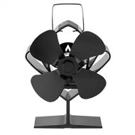 SPNEC FSJJD 4 Blade Fireplace Fan Ventilation Mini Heat Aluminium Alloy Stove Fan Powered Log Wood (Color : Black, Size : 145x110x90mm)